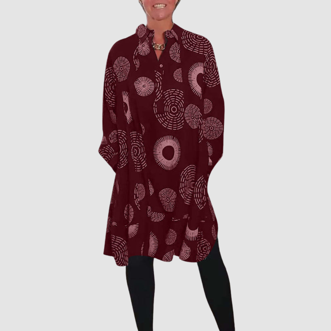 Haydie™ Geometric Print Casual Lapel Dress