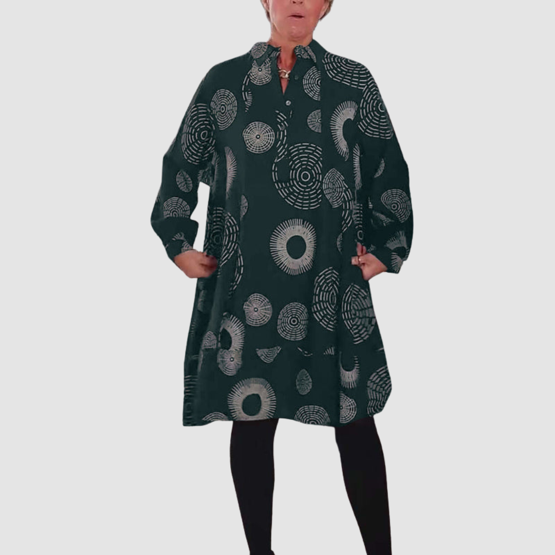 Haydie™ Geometric Print Casual Lapel Dress