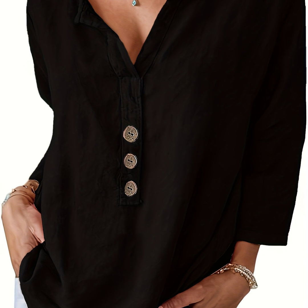 LINDA | Relaxed Linen Button Top