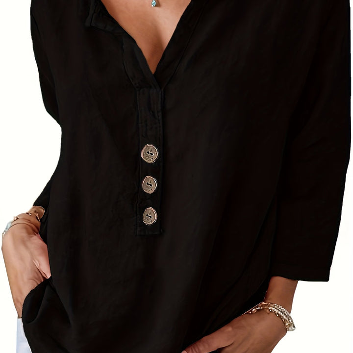 LINDA | Relaxed Linen Button Top