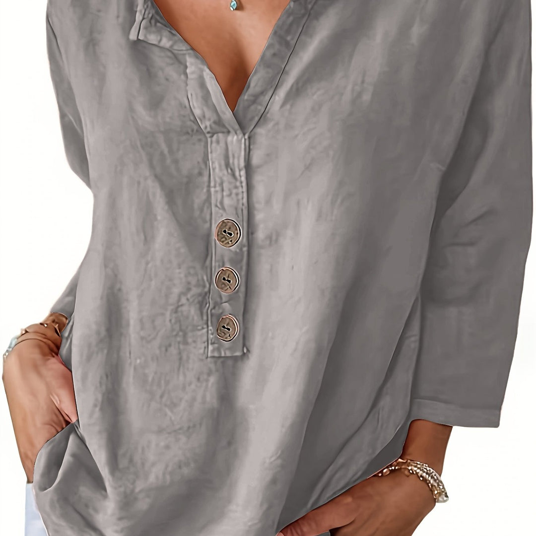 LINDA | Relaxed Linen Button Top