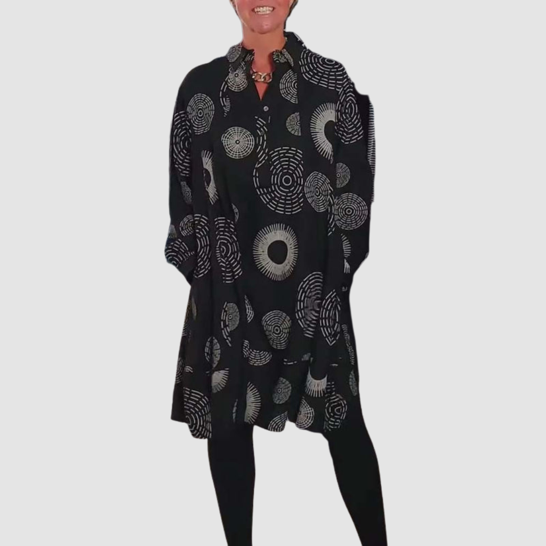 Haydie™ Geometric Print Casual Lapel Dress