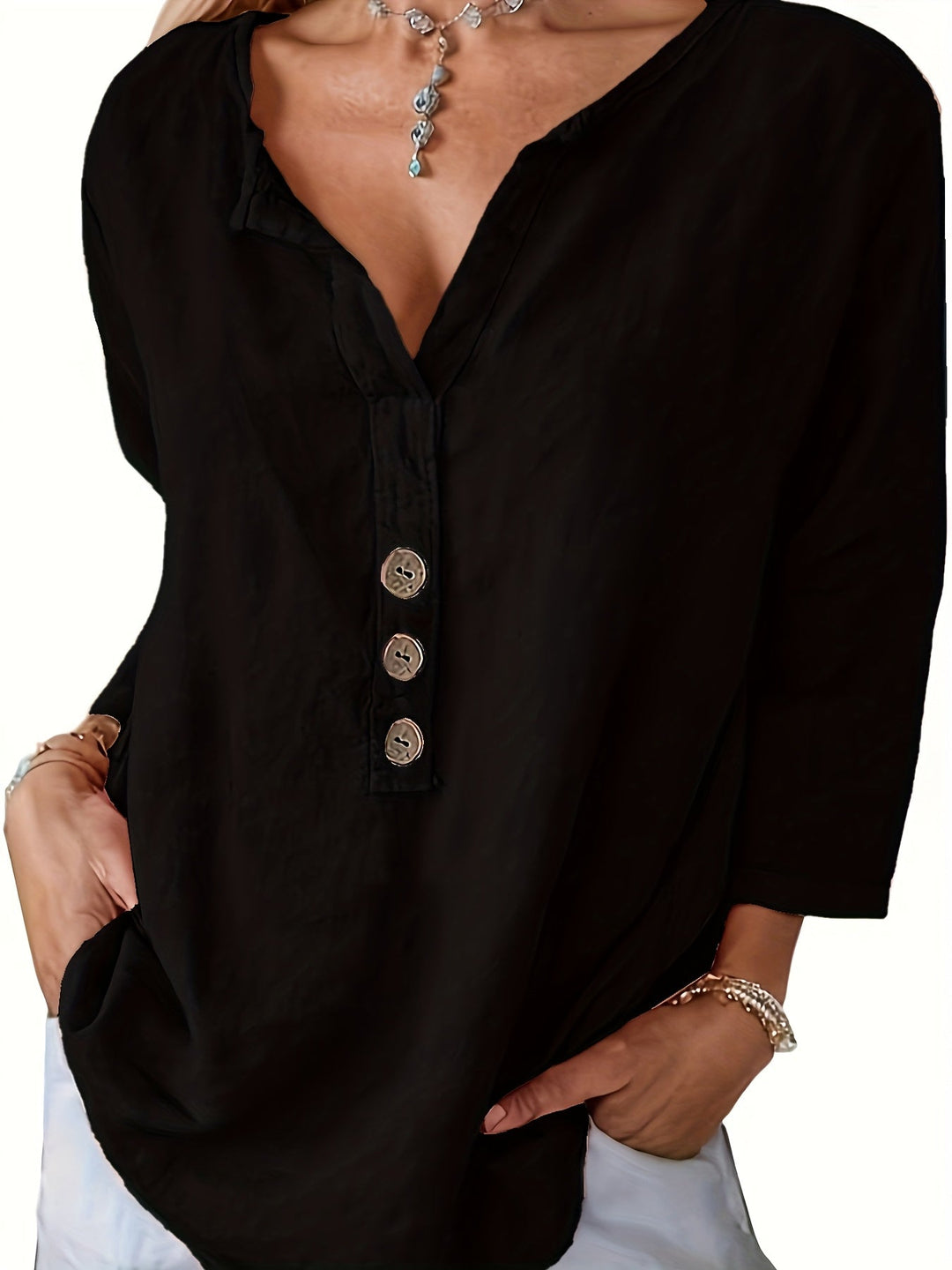 LINDA | Relaxed Linen Button Top