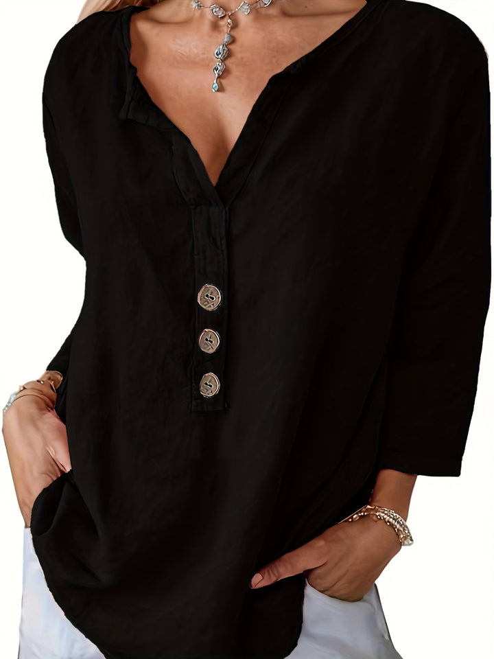 LINDA | Relaxed Linen Button Top
