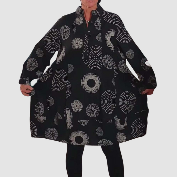 Haydie™ Geometric Print Casual Lapel Dress