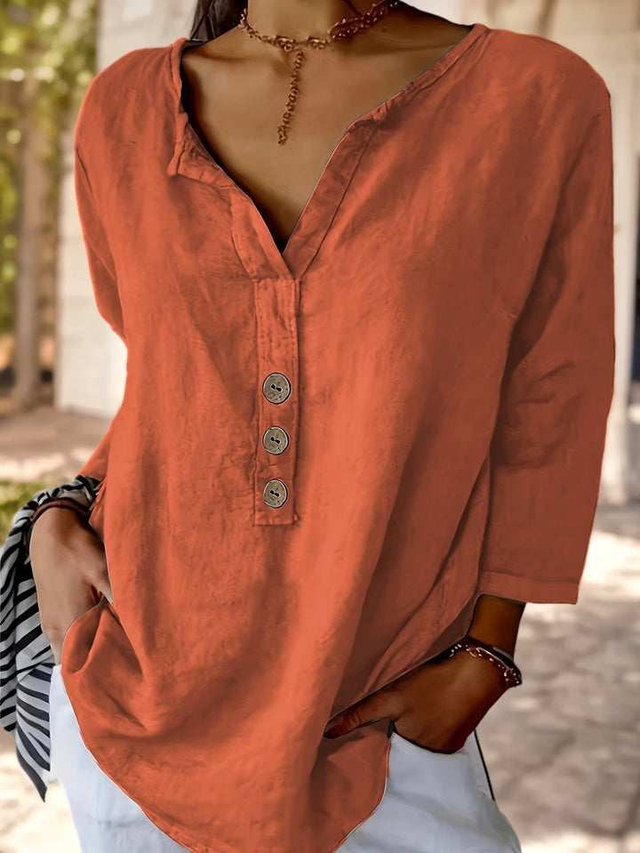 LINDA | Relaxed Linen Button Top