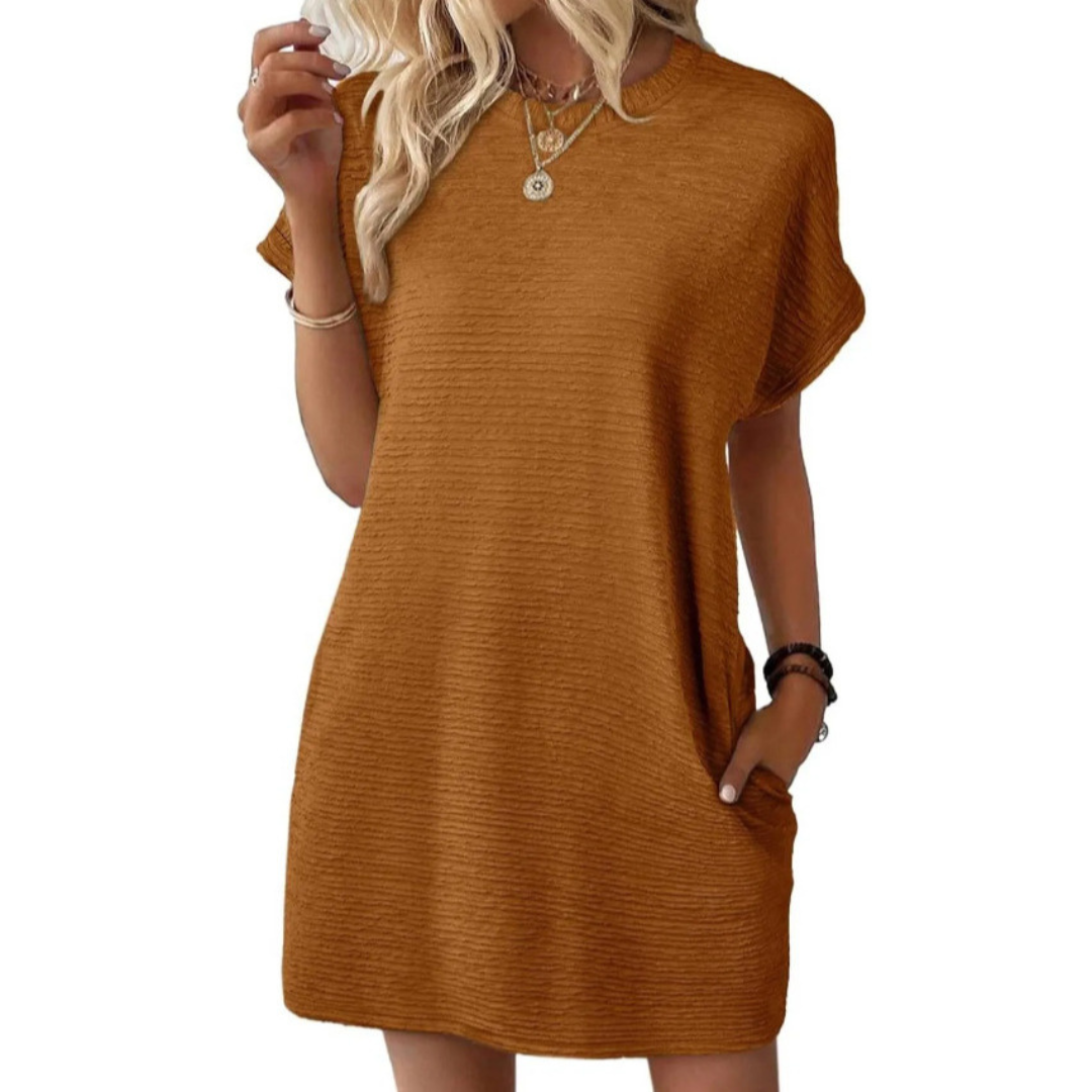 EVASHA™ – Simple Chic Round Neck Summer Dress
