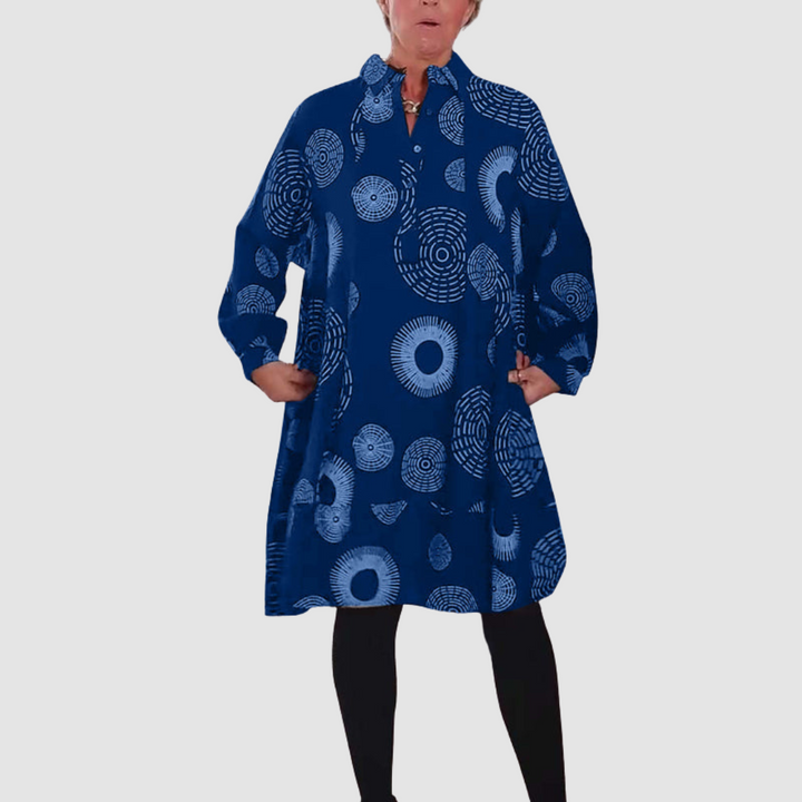 Haydie™ Geometric Print Casual Lapel Dress