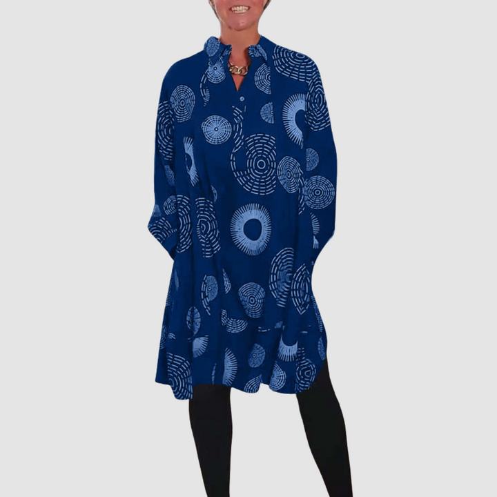 Haydie™ Geometric Print Casual Lapel Dress