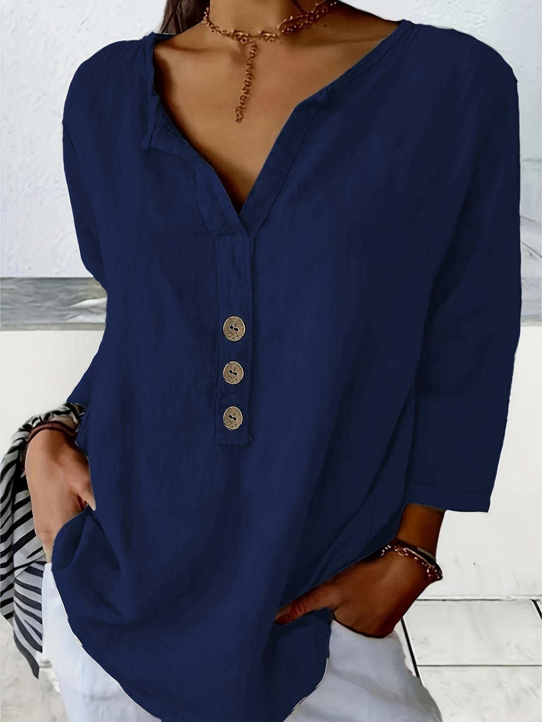 LINDA | Relaxed Linen Button Top