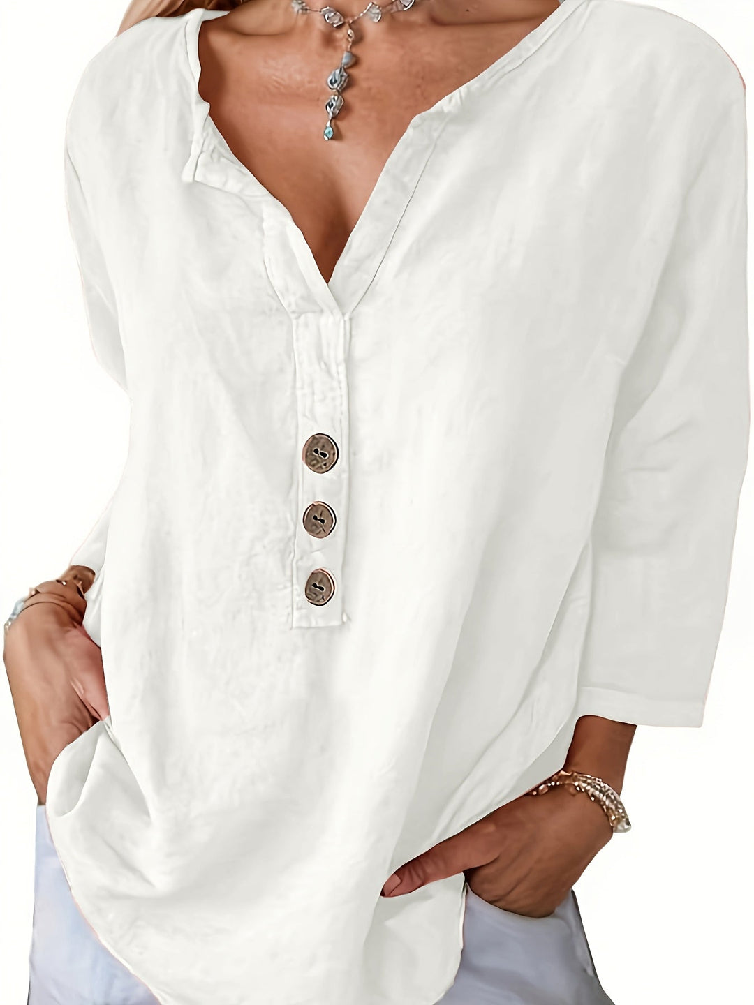 LINDA | Relaxed Linen Button Top