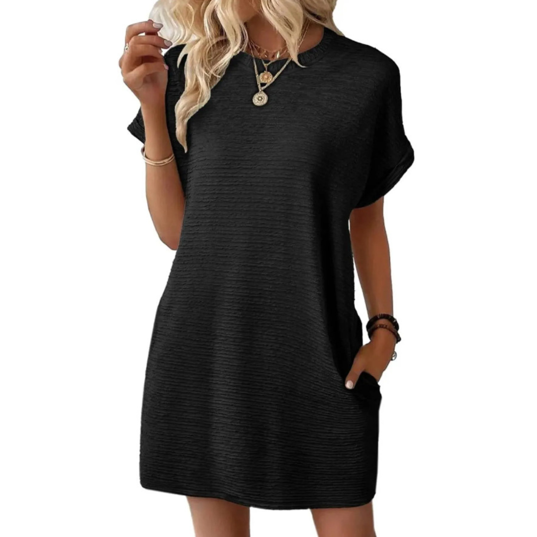 EVASHA™ – Simple Chic Round Neck Summer Dress