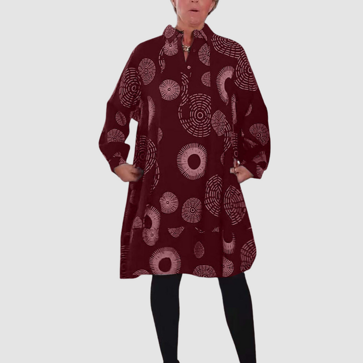 Haydie™ Geometric Print Casual Lapel Dress