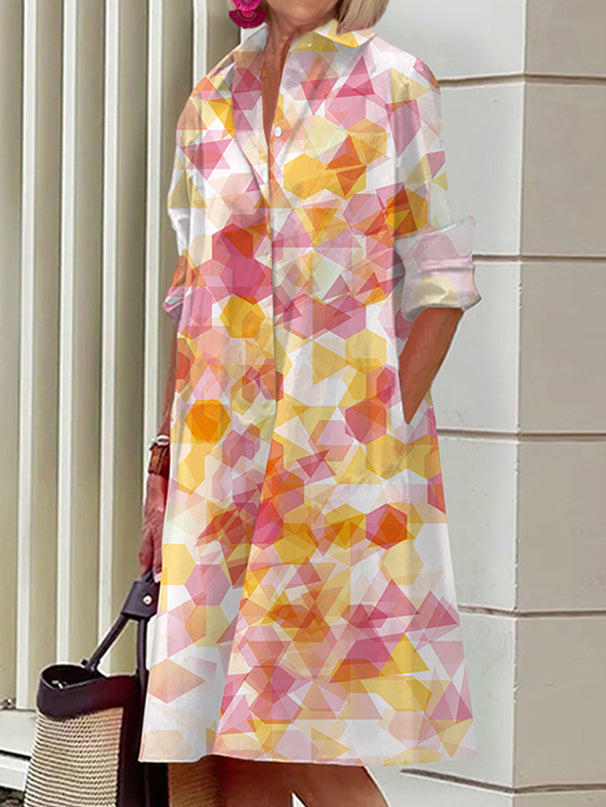 Danica | Stylish Geometric Print Shirt Dress