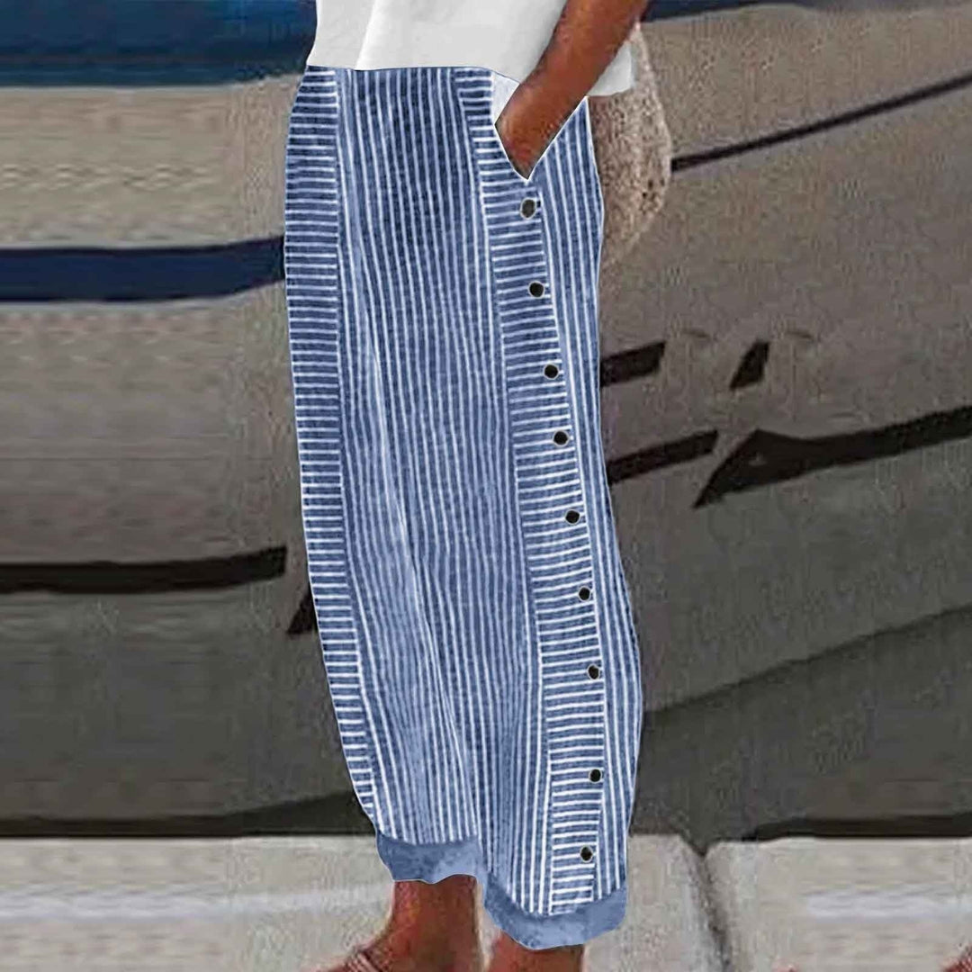 Allison | Striped Button-Accent Pants