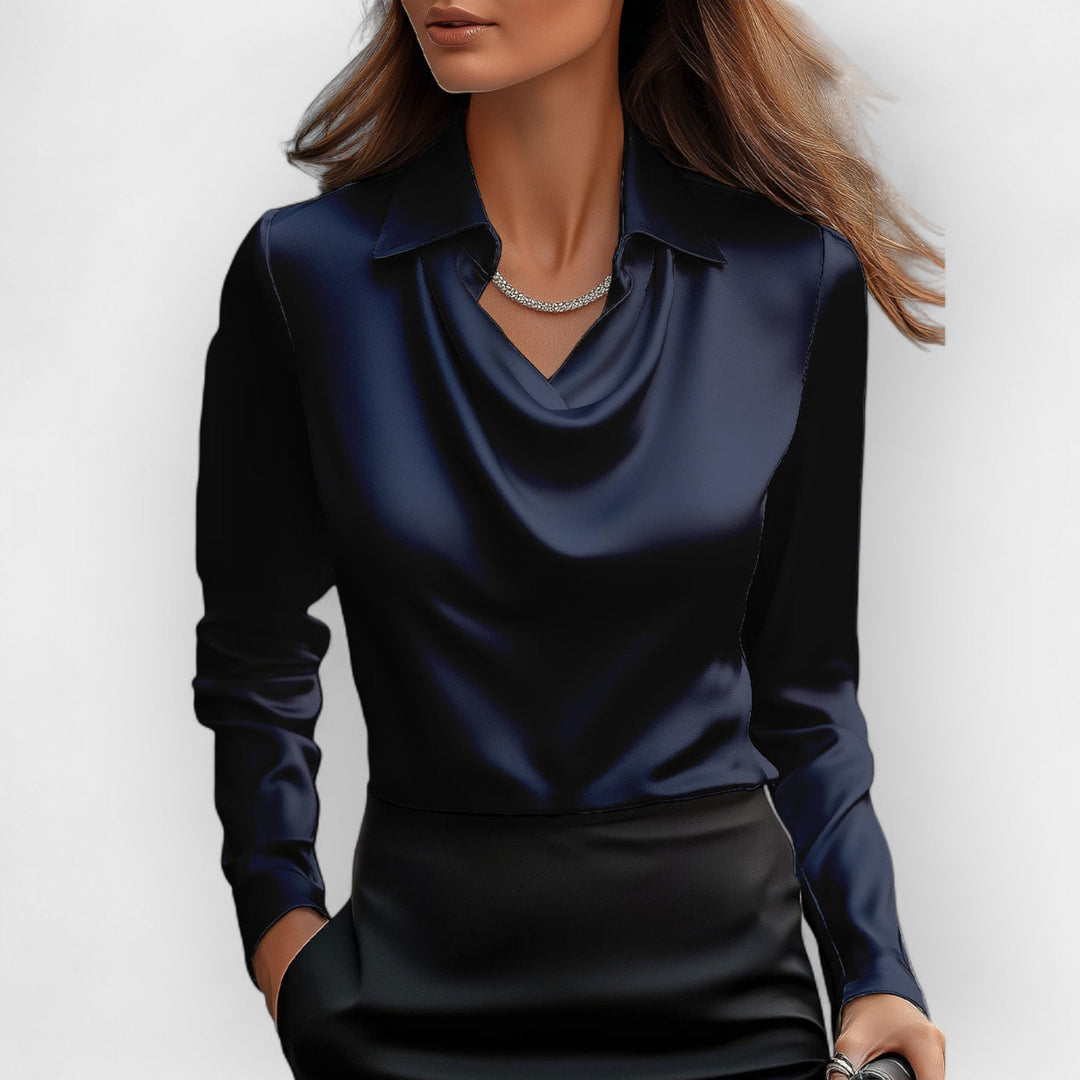DILANA | Women’s Draped Neck Long Sleeve Blouses