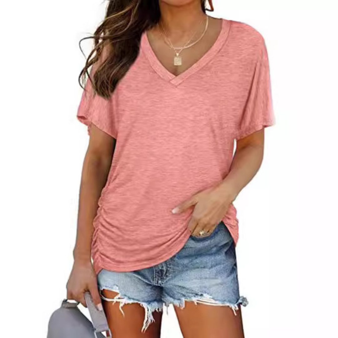 CLARA | Classic V-Neck Loose Fit Shirt