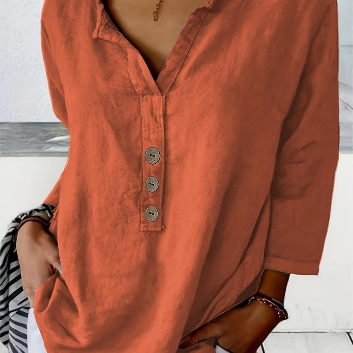LINDA | Relaxed Linen Button Top