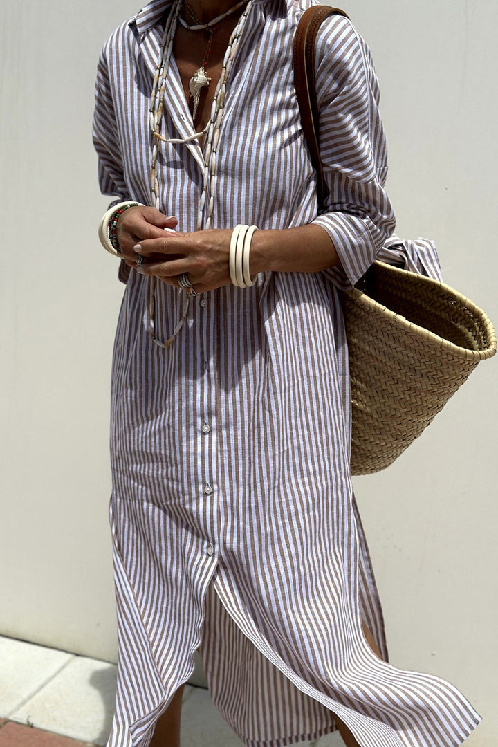 Sophia | Classic Striped Shirt Dress for Effortless Elegance