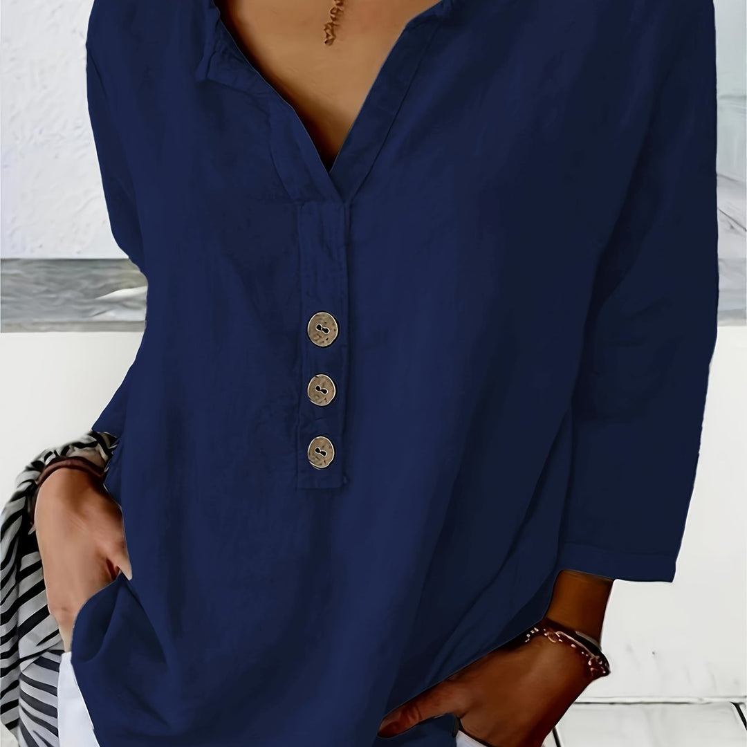 LINDA | Relaxed Linen Button Top