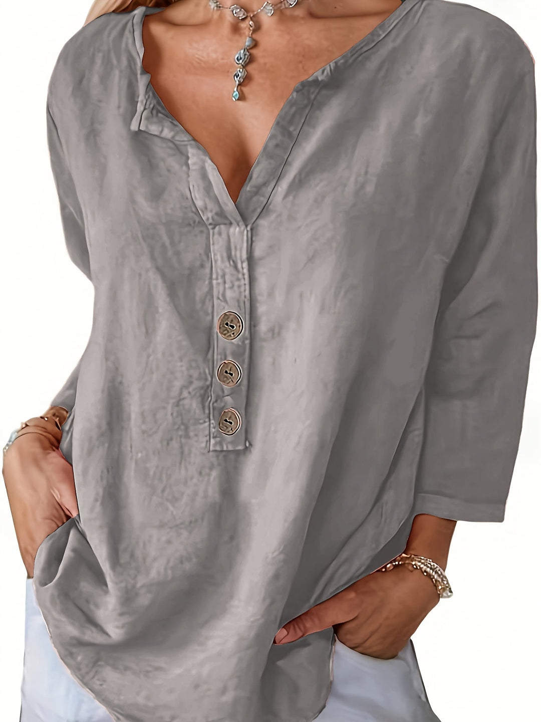 LINDA | Relaxed Linen Button Top