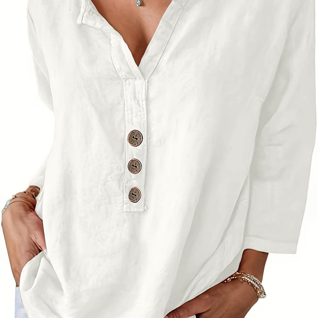 LINDA | Relaxed Linen Button Top